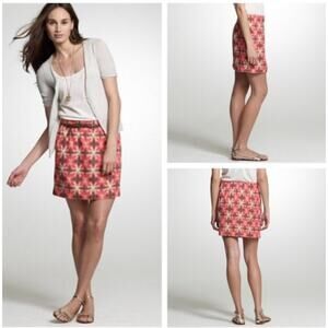 J Crew Wednesday Tie Dye Mini Skirt Ikat Print Pull On Silk Linen 2 XS
